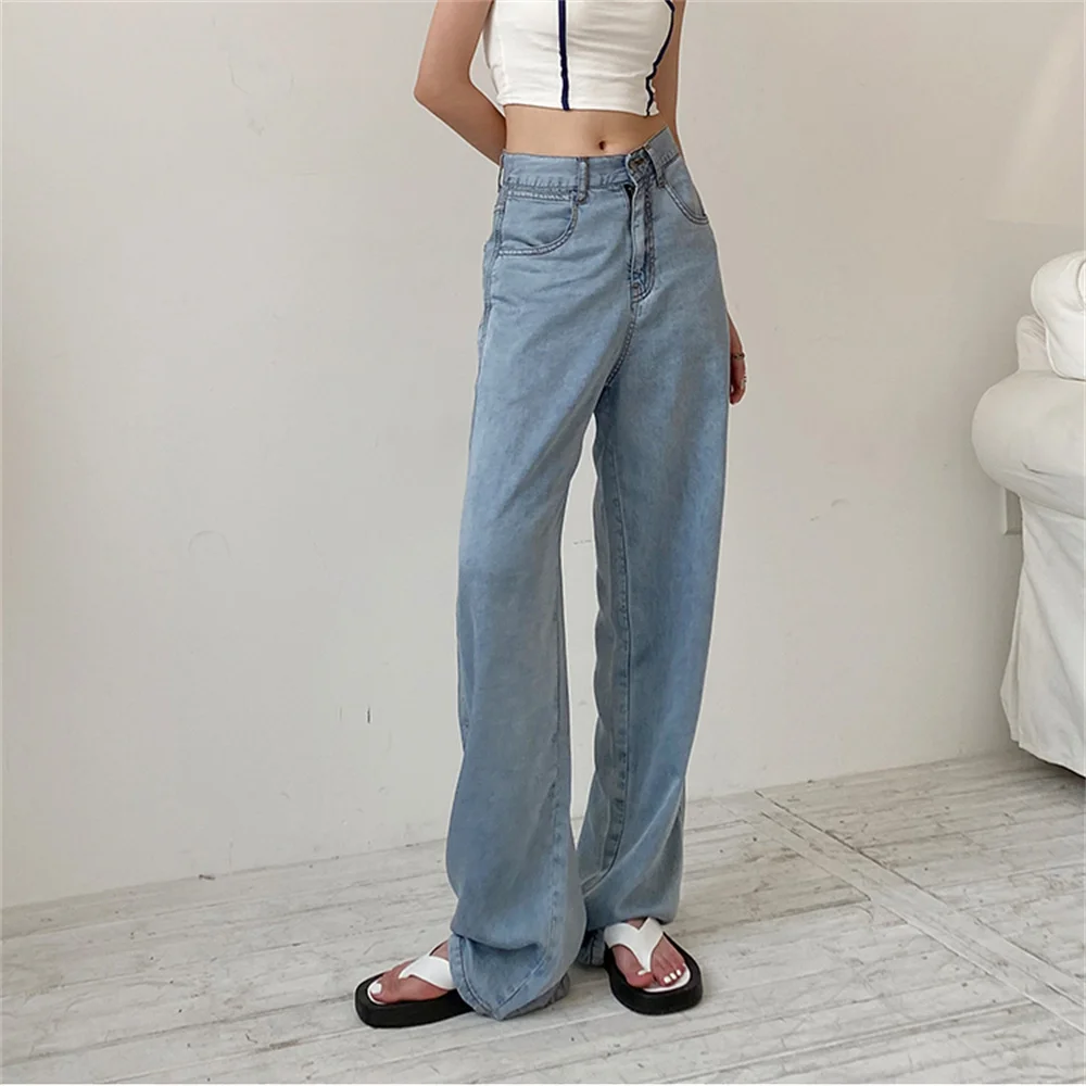 

Легкие потертые повседневные джинсы HziriP, свободные универсальные уличные брюки большого размера, 2021, XS-XL