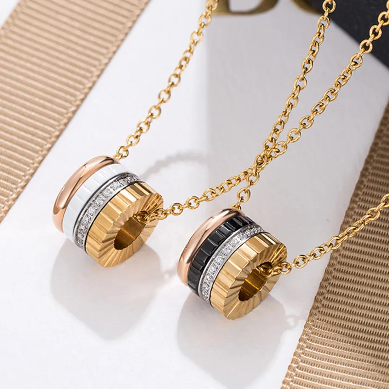 

925 Sterling Silver Gear Rotating Pendant Couple Necklace Personality Luxury Brand Men and Women Gifts