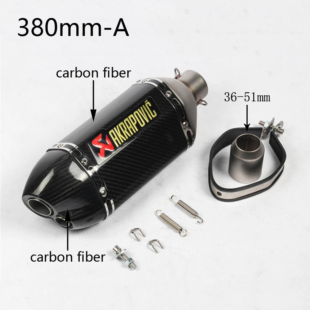 380mm-A Универсальный мотоцикл Akrapovic выхлопной модифицированный глушитель для KAWASAKI Z900 Ninja 400 CB650F NC750 GSR750 Tmax 530 R1 R6 - Цвет: 380mm-A
