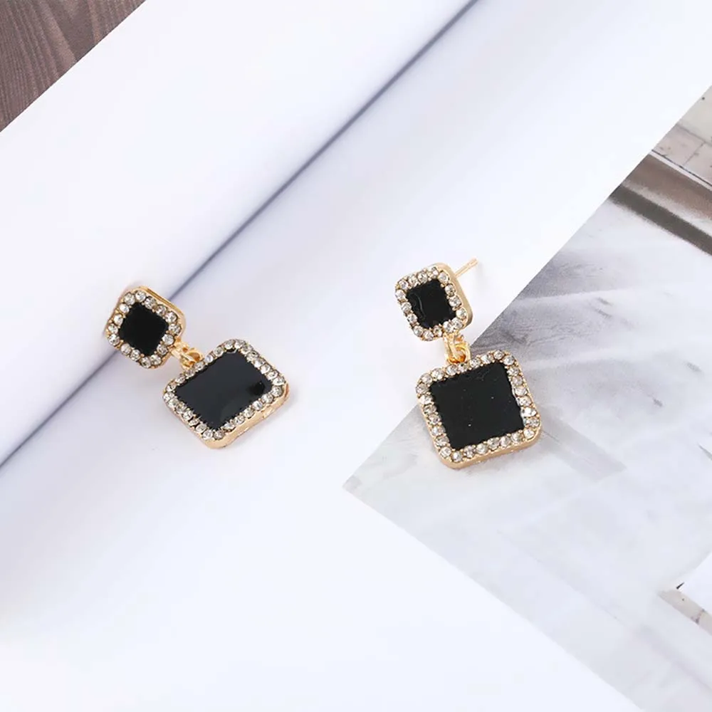 Эффектные серьги 2019 черные квадратные геометрические для женщин роскошные