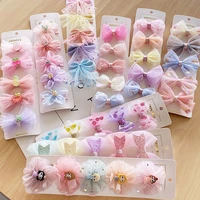 kawaii net yarn bow flower hairpins set hair clips pin barrettes accessories for children girls kids princess headdress headwear
