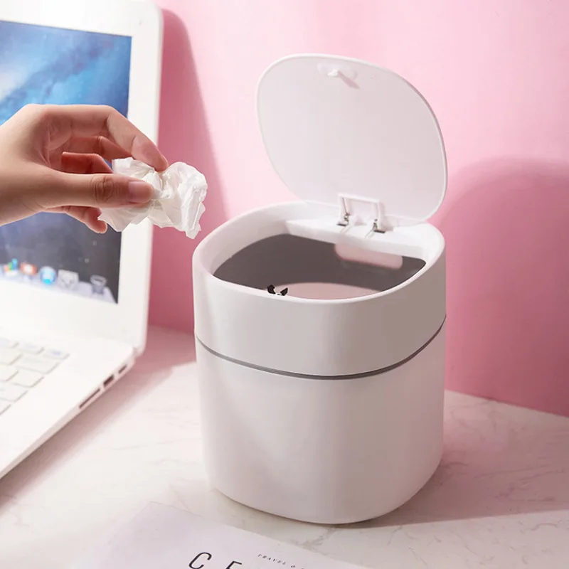 

Mini Desktop Waste Bin Household Table Sundries Office Supplies Dustbin Trash Can with Lid Home Car Garbage Storage Bucket Box