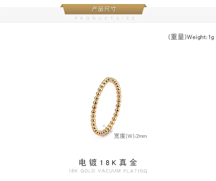 Rose Gold Ball Beaded Rings Women Gilr Width 2mm Small Korean Engagement Party Best Friend Gift Collier | Украшения и аксессуары