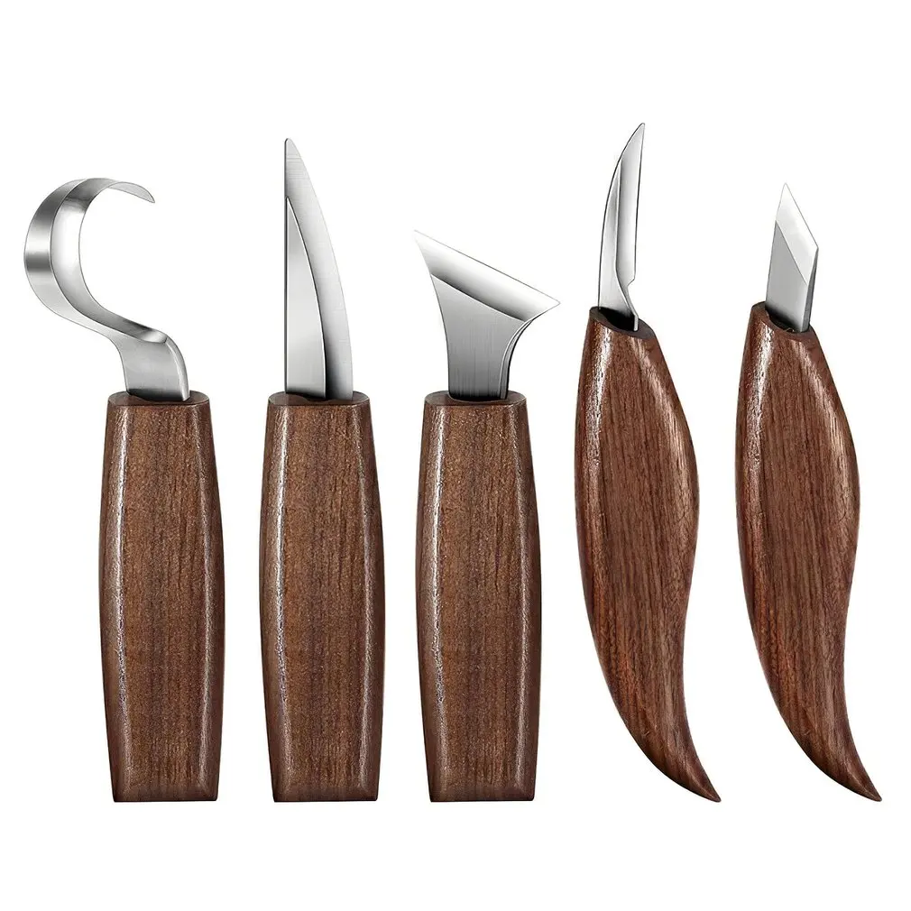 

7pcs Walnut Chrome Vanadium Steel Carving Knife Wood Chipping Knife Wood Spatula Spoon Knife Wood Carving Set Hand Tools