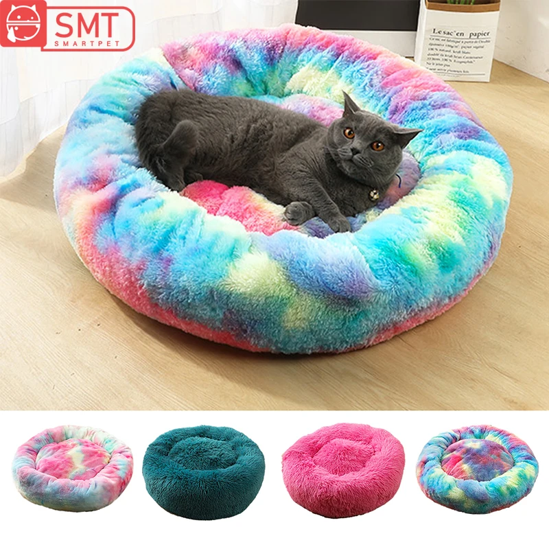 Smartpet ПЭТ круглые плюшевые Кошка Кровать дом мягкий длинный Плюшевый игровой