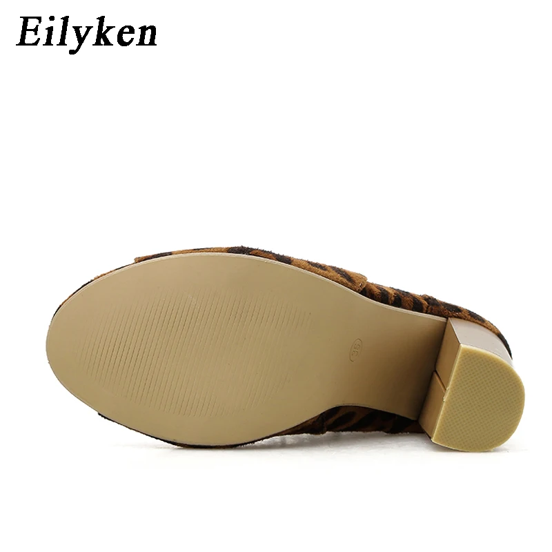 Eilken/Модные леопардовые ботильоны на квадратном каблуке с перекрестной шнуровкой