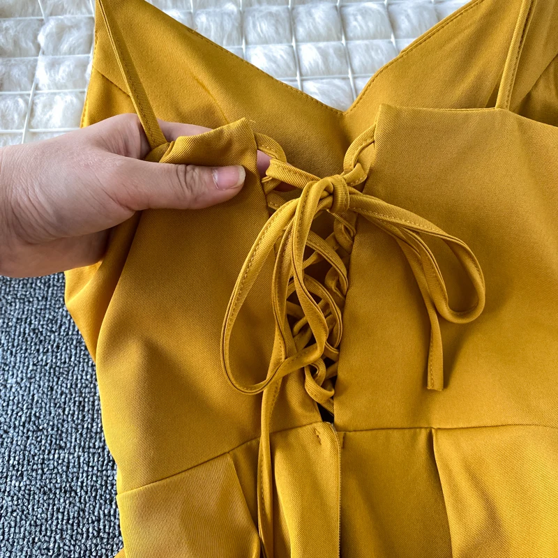 

Summer 2021 Sexy Spaghetti Strap Dress Women Elegant V-Neck Sleeveless High Waist Party Vestidos Female Red/Black/Green Robe New