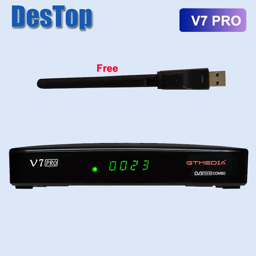 5 шт./лот GTMEDIA V7 Pro 1080P Full HD DVB S/S2 + T/T2 поддержка H.265 4 значный светодиодный дисплей