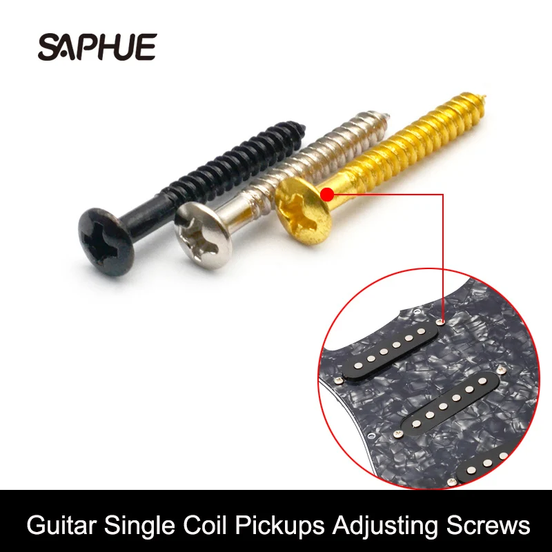 

30pcs Guitar Single Coil Pickups Height Adjusting Screws 25x6MM Guitar Bridge Strap Button Fasten Screw Black/Gold/Chrome