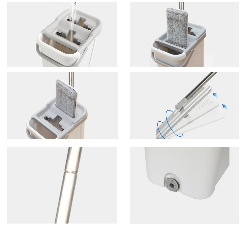 Швабра Eyliden с ведром тряпка из микрофибры плоская 2 многоразовыми насадками для