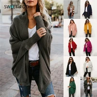 autumn winter cardigans for women batwing sleeve sweaters long female coat casual knitted sweaters gilet femme manche longue