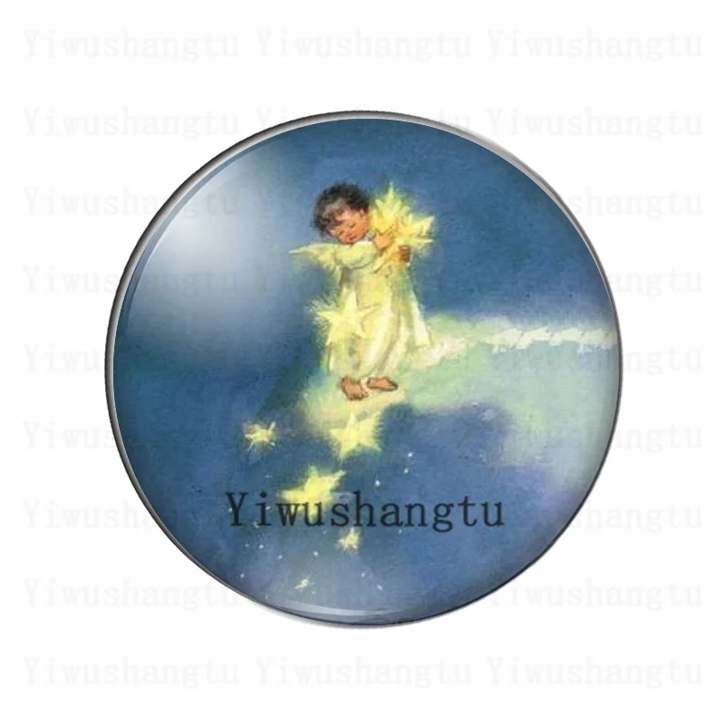 Новый Винтажный круглый стеклянный кабошон с рисунком ангела ребенка Луны 12 мм/18