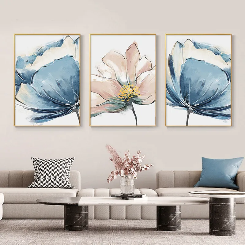 

3 Pcs Wall Art Modern Abstract Plant Flower Canvas Ink Painting Picture Nordic Posters and Prints Interior Home Room Decor