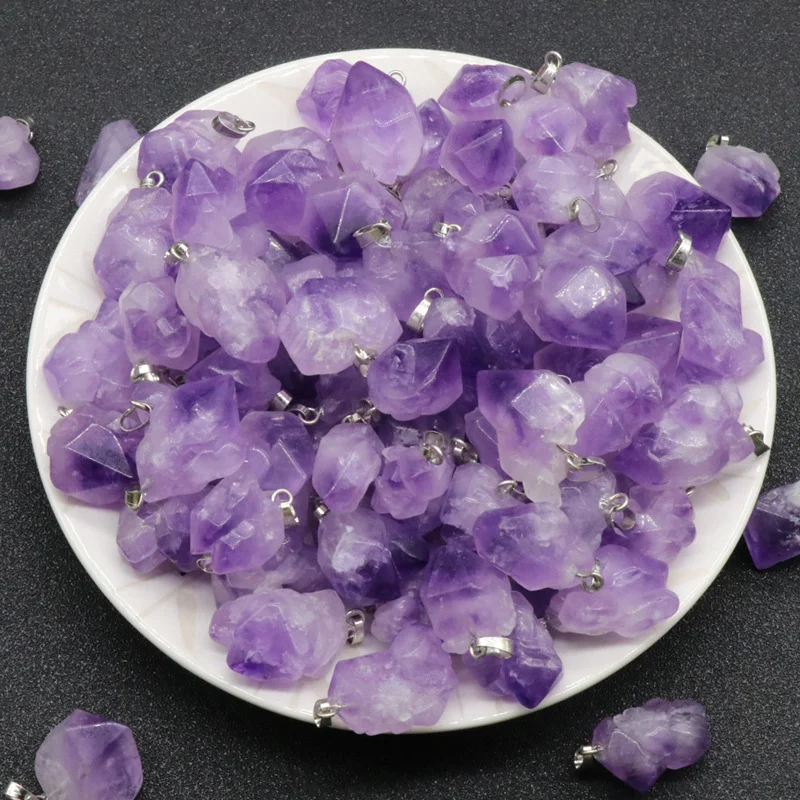 

Natural Crystal Irregular Amethyst 10-18mm Heart Pendants Charms for Diy Earrings Necklace Jewelry Making