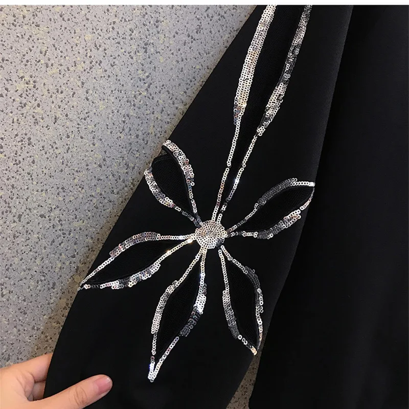 Женский спортивный костюм из 2 предметов черная Свободная Толстовка с длинным