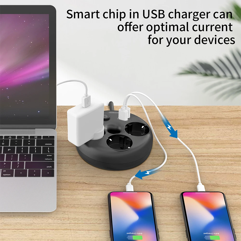 Фото NTON сетевой фильтр питания USB лента питания для путешествий универсальная электрическая розетка ЕС вилка удлинитель popsocket для телефона №4