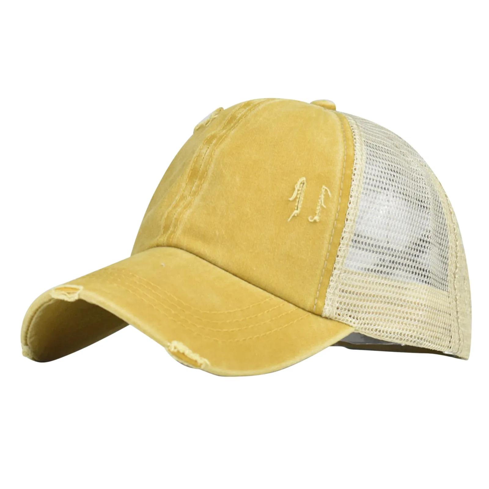 

Fashionable Style Unisex Hat Hollow Out Ponytail Messy Buns Patchwork Trucker Plain Stylish Baseball Visor Cap