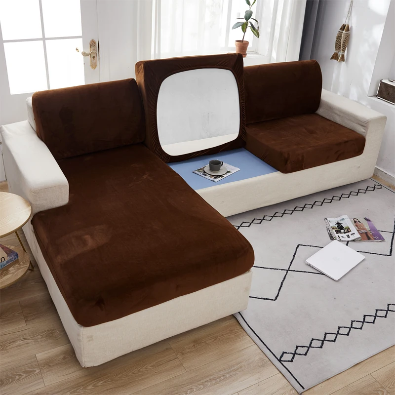 

Thick velvet solid color elastic protection sofa cushion cover personalized cushion installation wear-resistant and washable