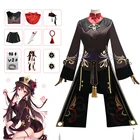 геншин импакт косплей ху тао костюмы для косплея Genshin Impact фигурки Hu Tao парик кольца шляпа взрослых детей полный комплект наряд игра аниме карнавальный костюм на хэллоуин девочек женский аксессуары ролевые игры