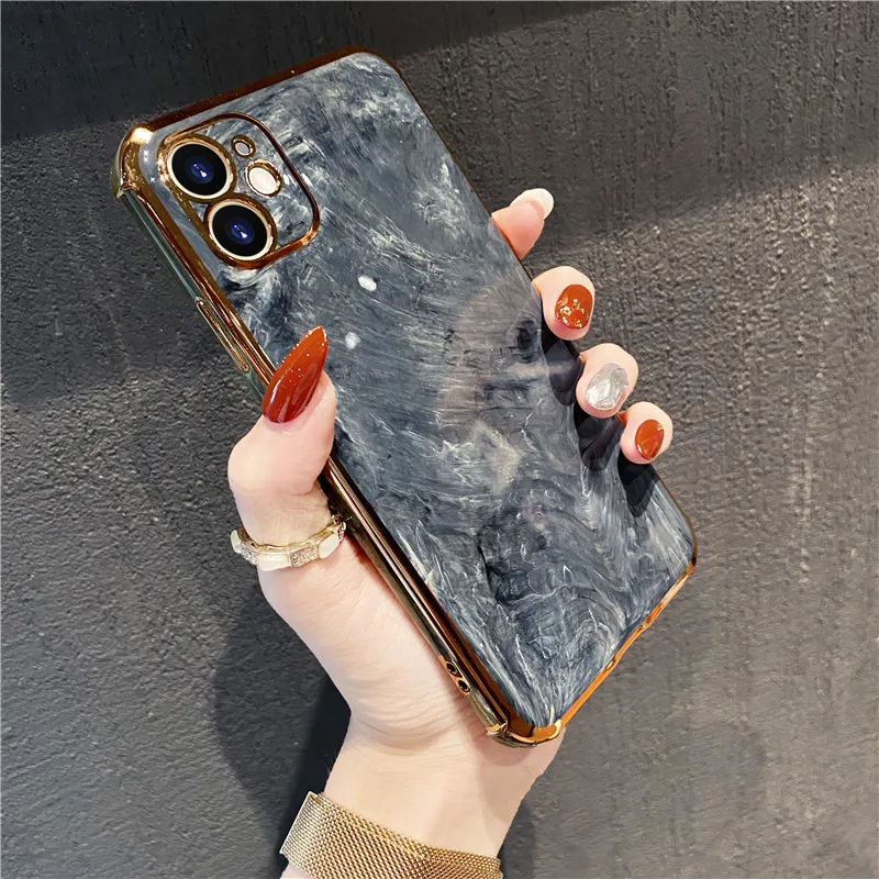 

Electroplating Marble Phone Cases For IPhone 12 Mini 12 Pro Max 11 Pro X XR XS Max Soft Silicone Cover For Iphone 7 8 P SE2020