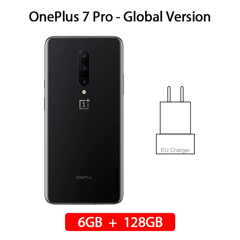EU 6GB 128GB Black Смартфон OnePlus 7 Pro с глобальной ПЗУ, 6 ГБ, 128 ГБ, 48мп, тройная камера Snapdragon 855, 6,67 дюймов, AMOLED дисплей, отпечаток пальца, UFS 3,0 - Цвет: EU 6GB 128GB Black