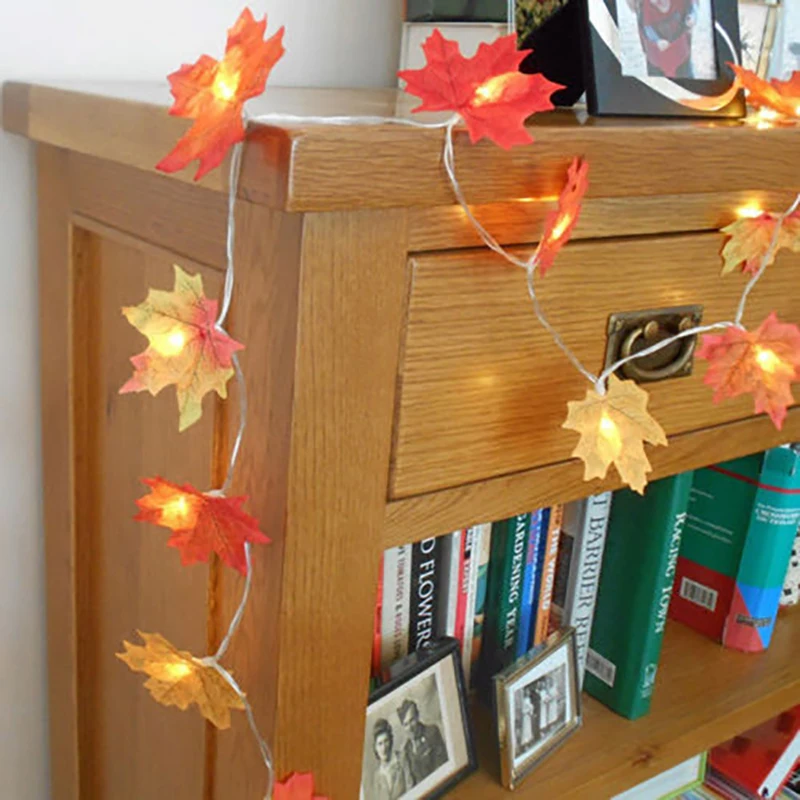 

Autumn Leaves Fairy String Yard Garden Outdoor Super Bright Landscape Lamp Wedding Festival Fairy String Light Romantic