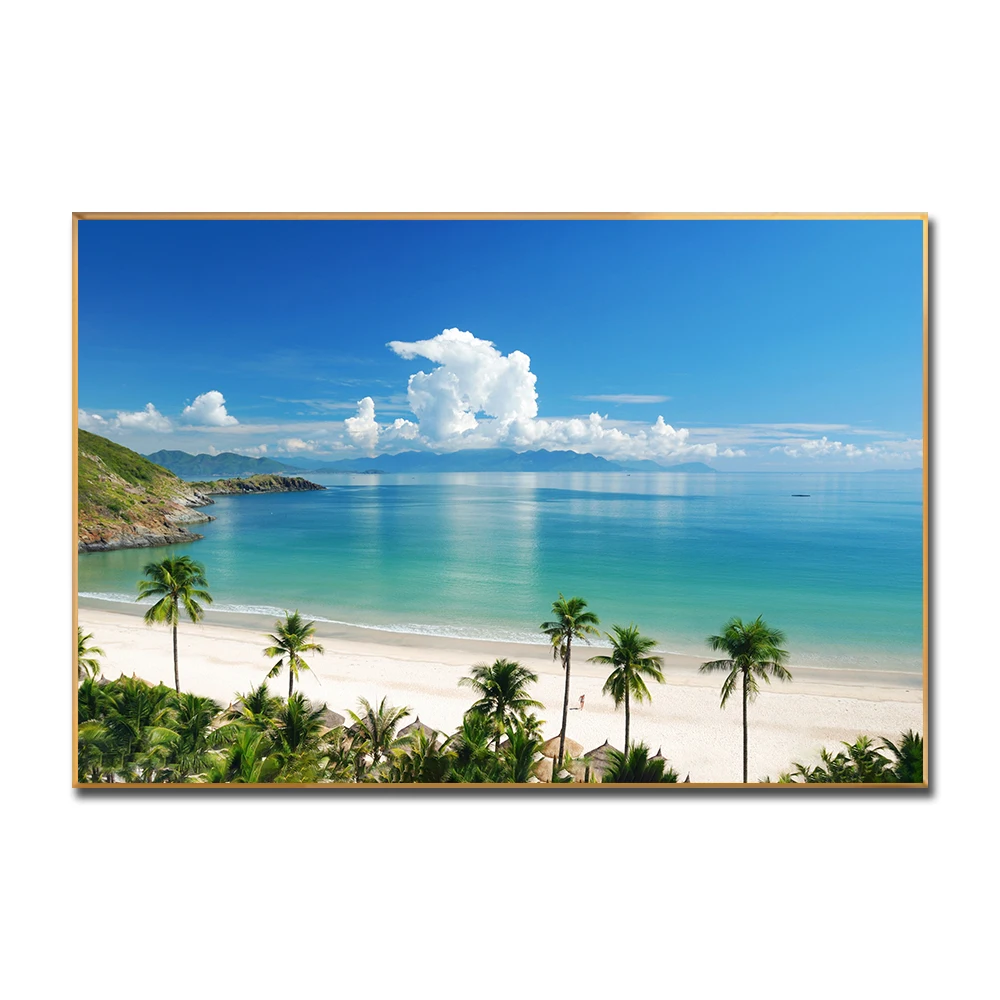 

Seaside scenery diy paint paintings by number Blue sea and blue sky oil paint paints by numbers acrylic paint wall decoration