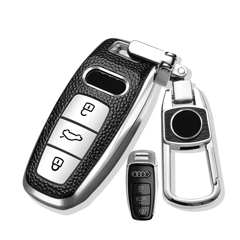 

Car Key Case Cover Key Bag For Audi A6 2019 2020 2021 Accessories Holder Shell Keychain Protect Set