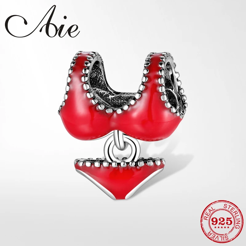 Бусины из серебра 925 пробы красное бикини креативные эмалевые Женские аксессуары