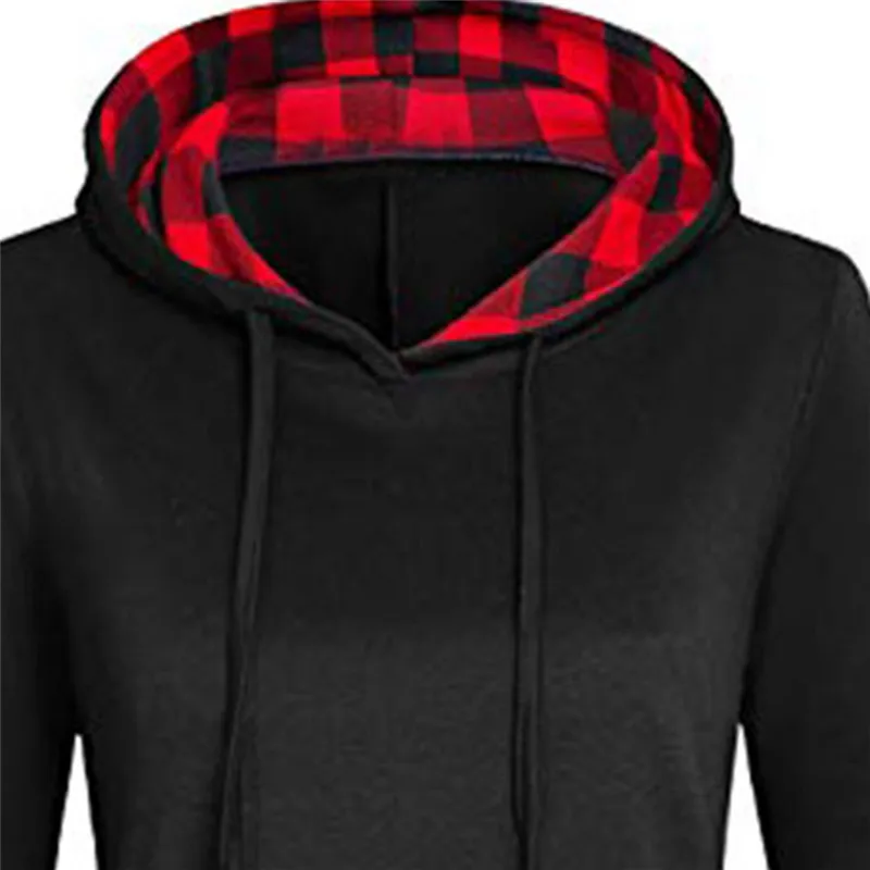 Новинка женская клетчатая рубашка с капюшоном диагональным воротником круглым