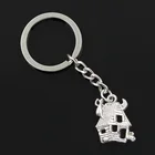 Новинка, модный мужской брелок для автомобиля 30 мм, металлический держатель сделай сам, цепочка, винтажный дом с привидениями 23x19 мм, серебристый цвет, кулон, подарок