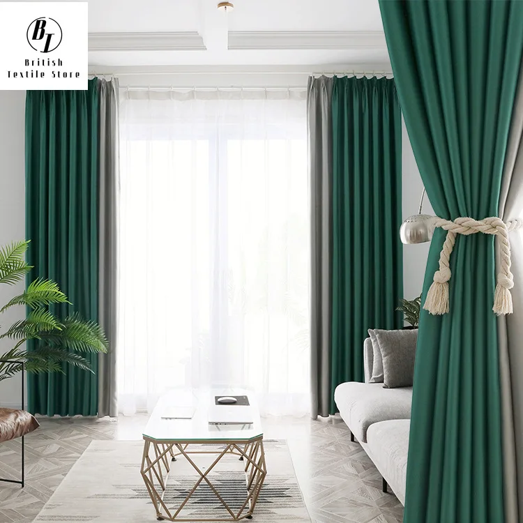 

Mulberry Silk Solid Color Splicing Curtains for Living Dining Room Bedroom Sunshade Fabric Manufacturers Blackout Curtains