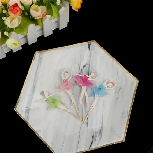 24 шт./компл. с днем рождения балерины Феи кекс Топпер выбирает Кружева Танцы