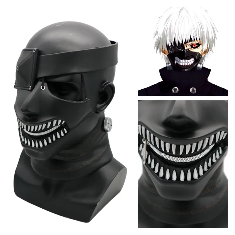

Anime Top Quality New Tokyo Ghoul Kaneki Ken Cosplay Masks Zipper Adjustable PVC Helmet Mask Party Halloween Fancy Ball Props