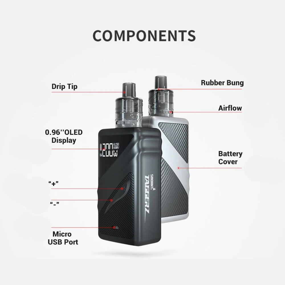 Вейп SMOANT Taggerz Kit Box Mod 200 Вт электронная сигарета Одноразовый резервуар Sigaretta Elettronica