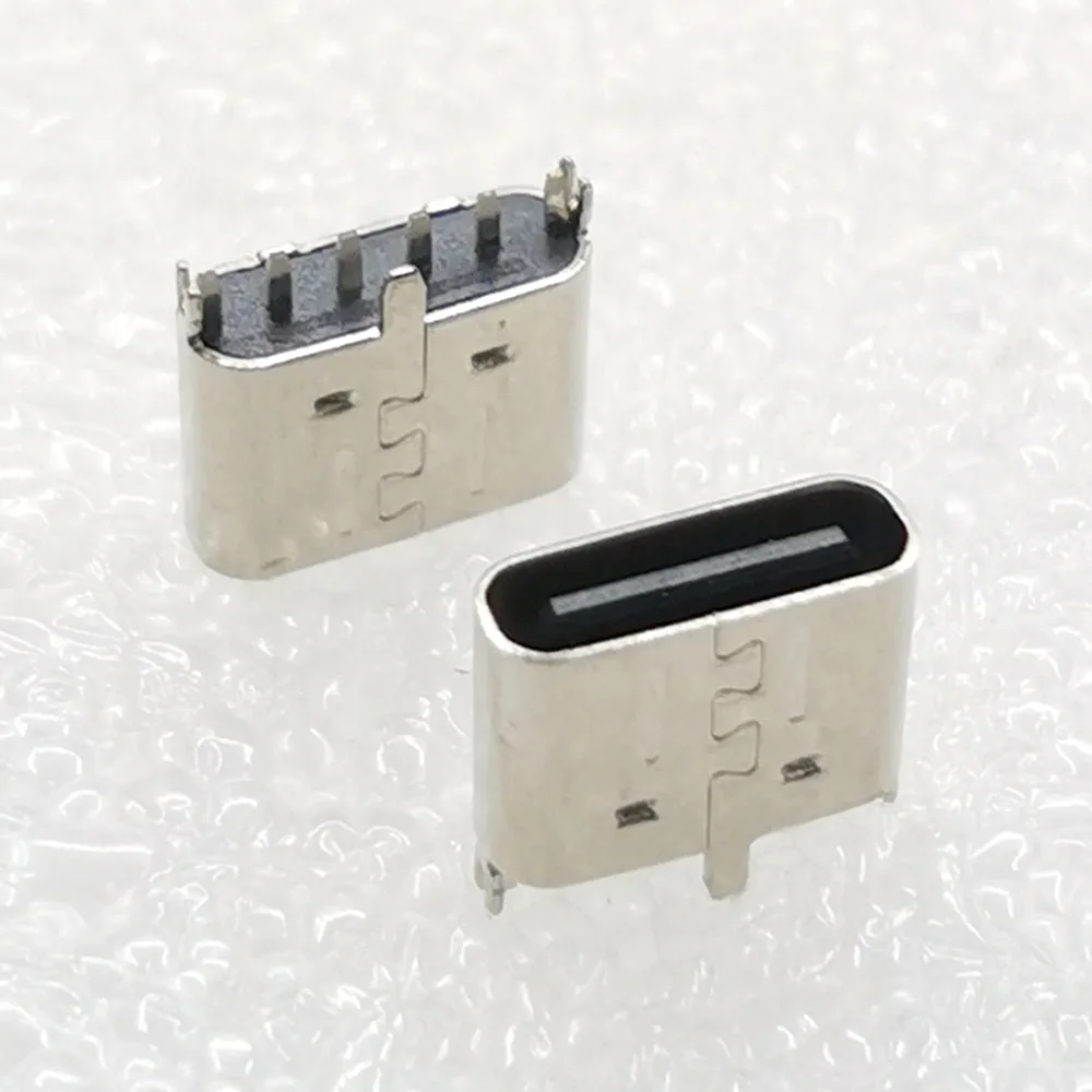 100pcs micro usb 3 1 type c connector jack 6pin 180 degree female for mobile phone diy electronic parts power charging port jack free global shipping