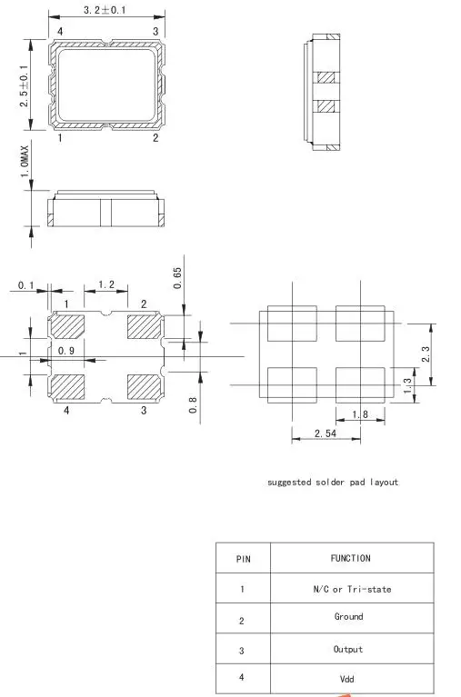 Активный кристаллический генератор Paterson PARTRON OSC 3225 32 768 кГц K 4-контактный SMD |