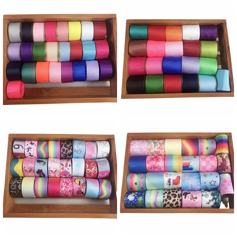 HL 5 ярдов 25 мм/38 мм Смешанные случайные полиэстер Grosgrain ленты Рождественские