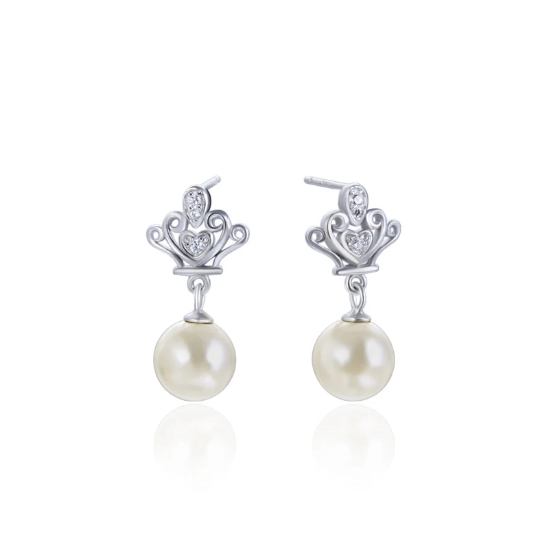 

S925 Sterling Silver Cute White Pearl Earrings Stud Women Wedding Engagement Ear Jewelry Statement Gift for Girl CHD001434
