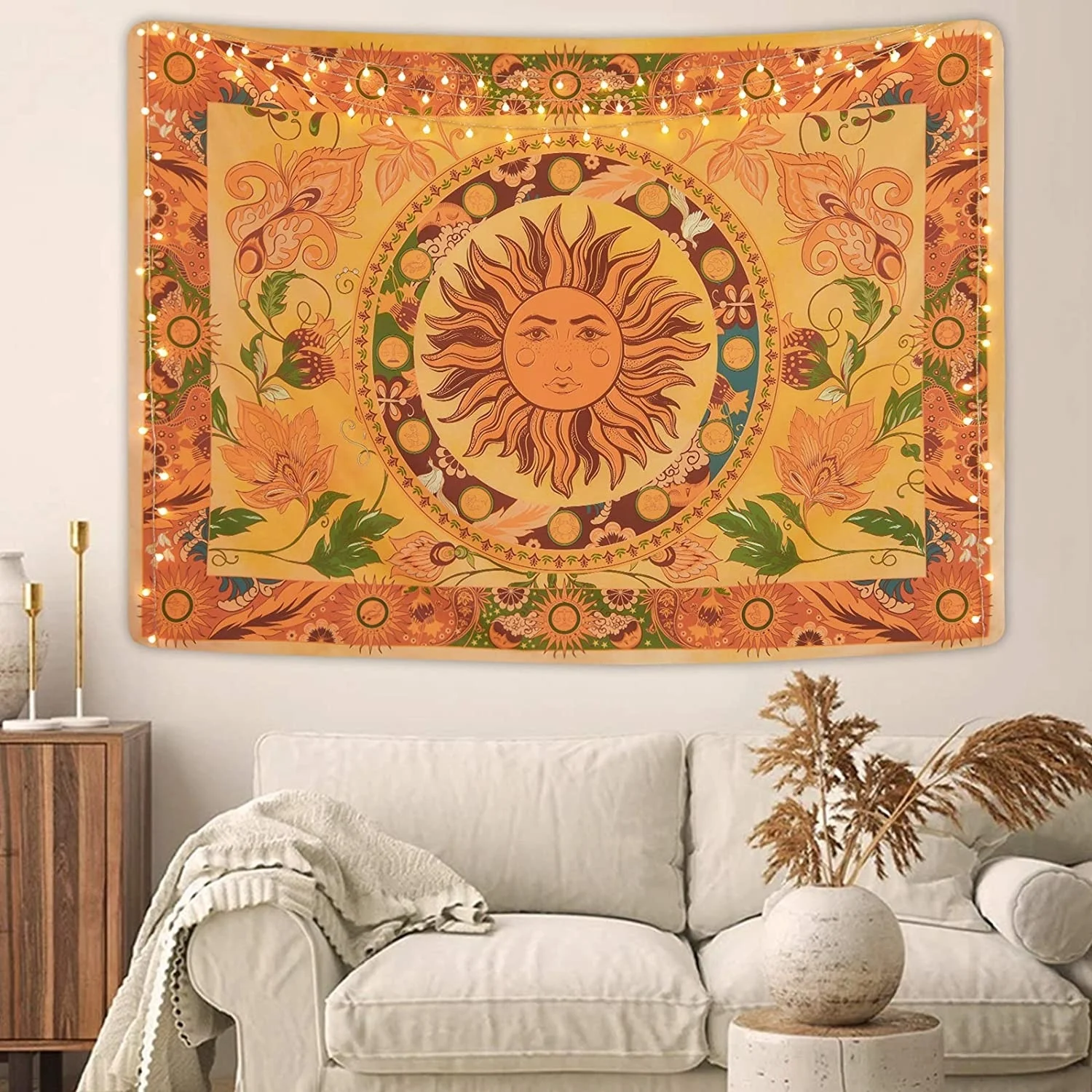 

Burning Sun Tapestry Flower Vines Tapestries Vintage Floral Tapestry Mystic Tapestry Hippie Tapestry Wall Hanging Small Size