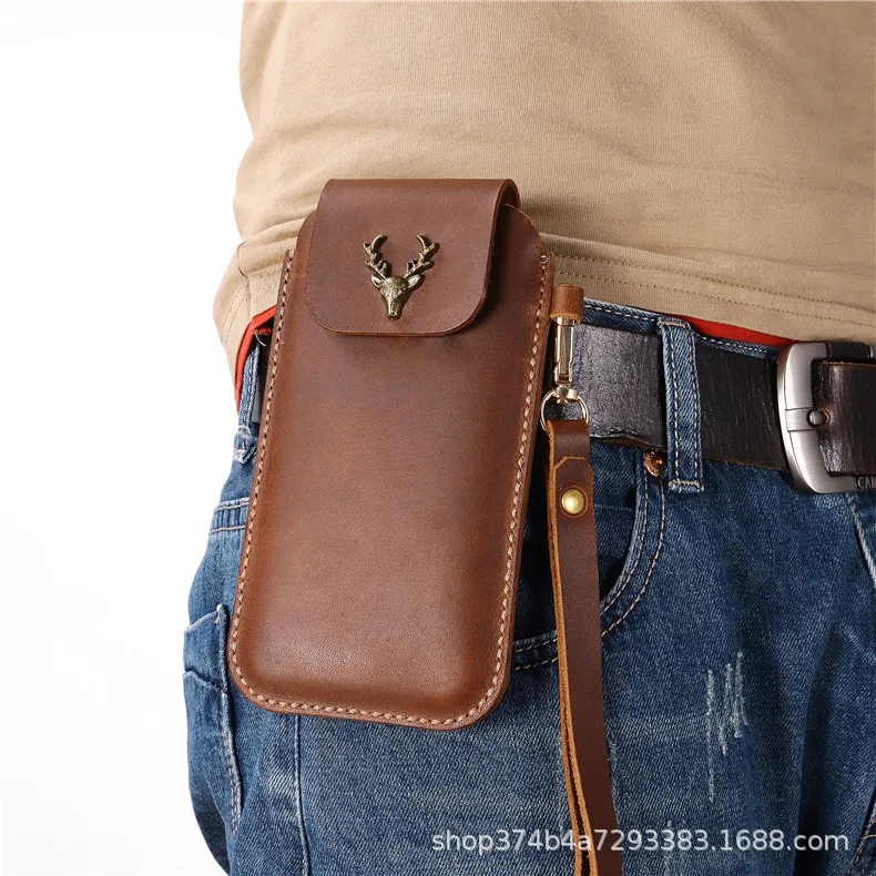 

Suitable for Apple Iphone12max Phone Leather Waist Hanging Bag Outdoor Phone Case