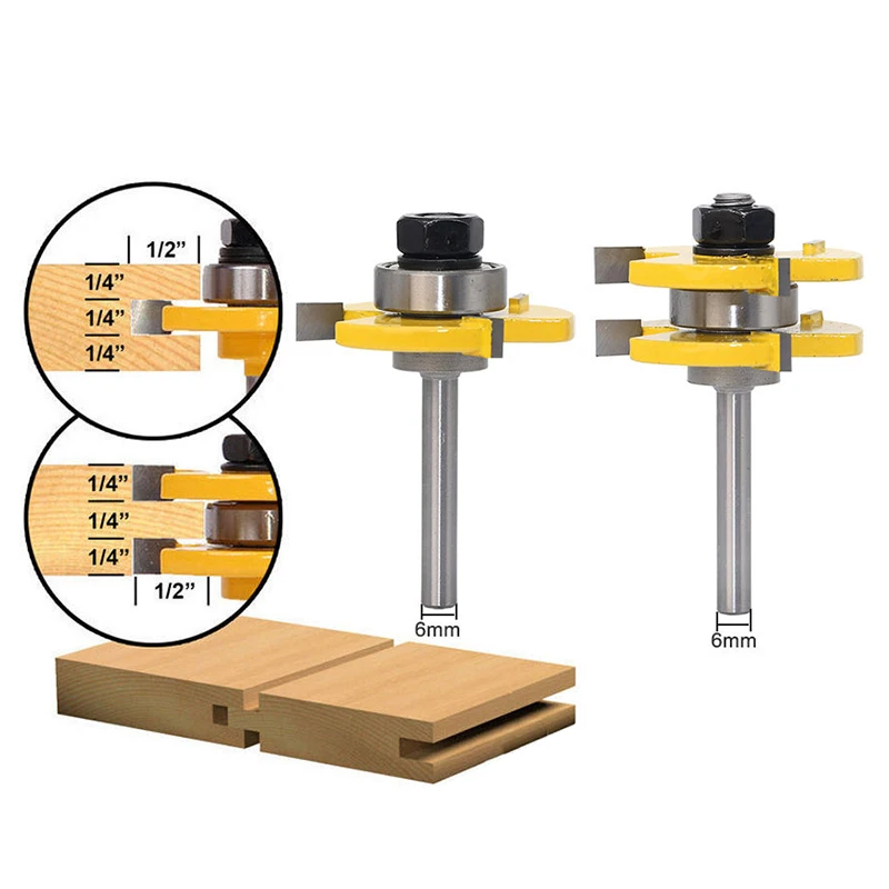 

Набор Т-образных фрез, комплект из 2 пазовых насадок 8 мм, для работ по дереву