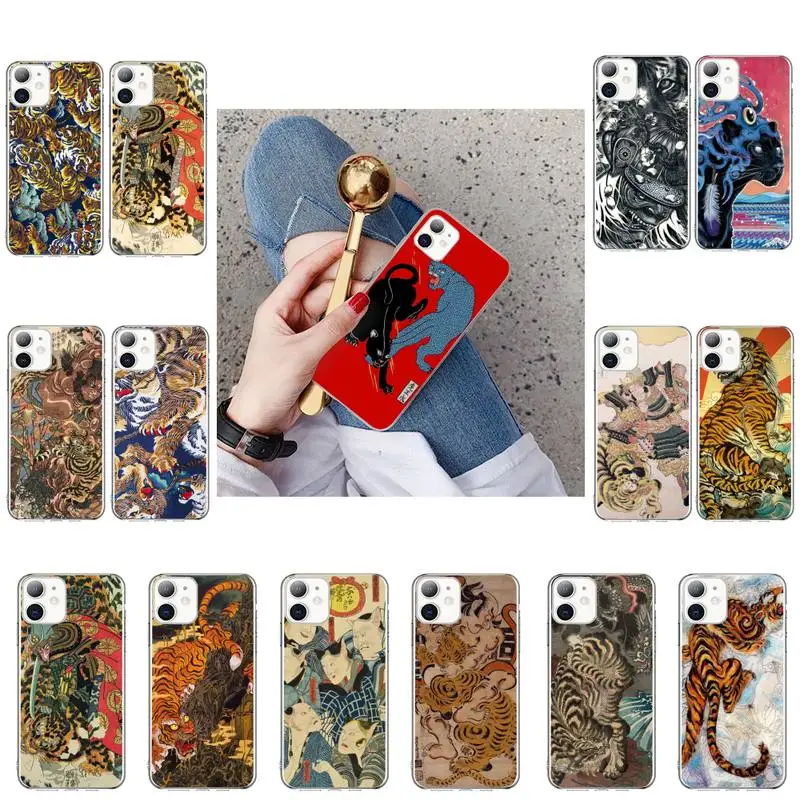 Японский чехол для телефона ukiyo-e Art Panther leopard Tiger iPhone 12 11Pro XS MAX XR 7 8 6 Plus 5 5S SE mini SE2 |