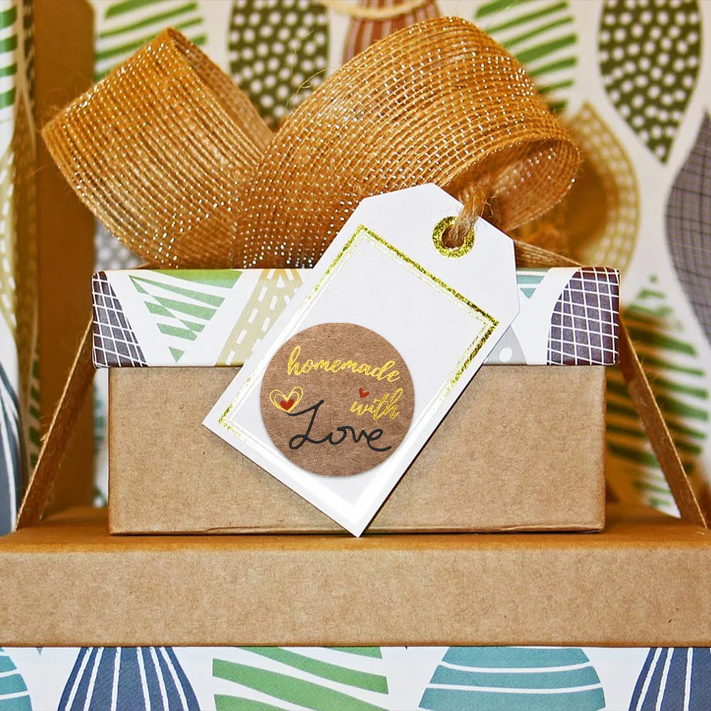 500 шт. наклейки ручной работы из натуральной крафт-бумаги |