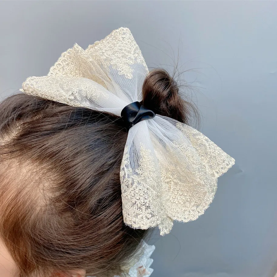 Заколки для волос 1 шт. очень большие кружевные заколки с бантом и сеточкой