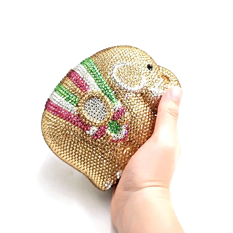 Женский клатч со стразами в виде слона |