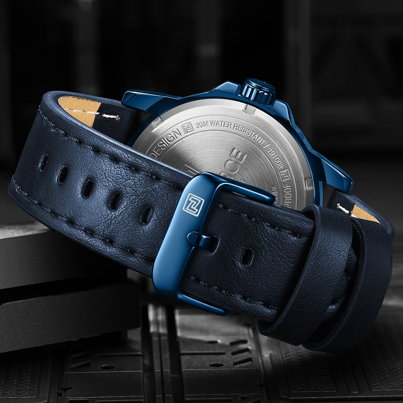 NAVIFORCE часы мужские модные деловые кварцевые с кожаным ремешком