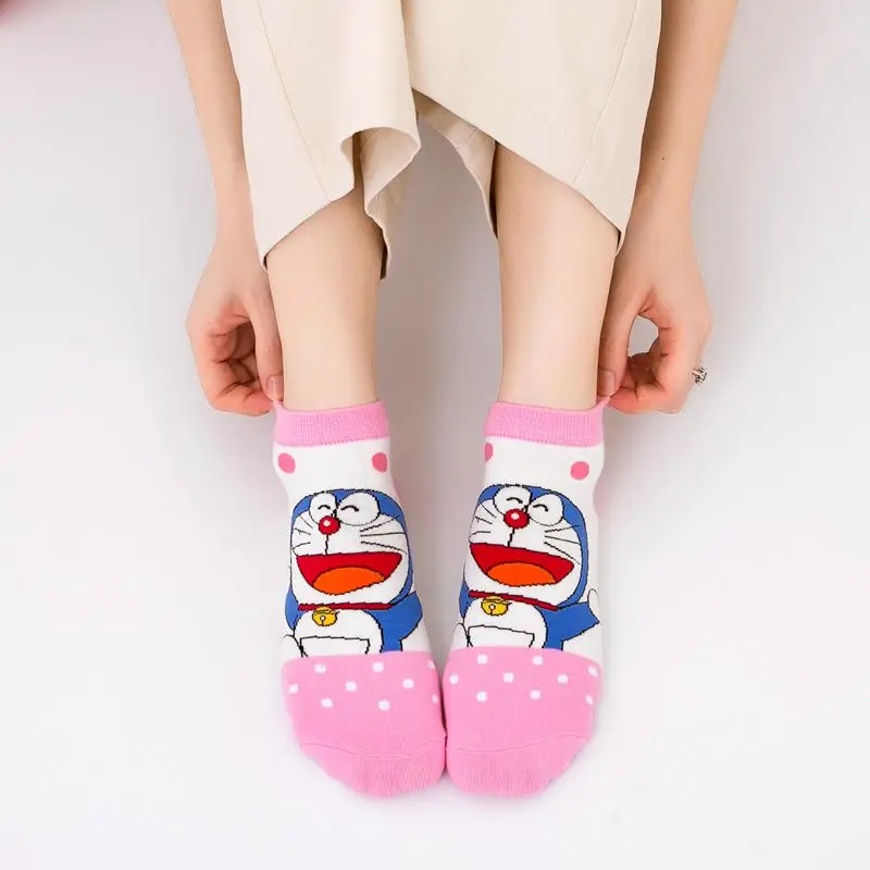 5 pairs Japanese New Cartoon Character Short Socks Women Cute Funny Breathable Street Cotton Happy Gifts for Girls Ankle Socks