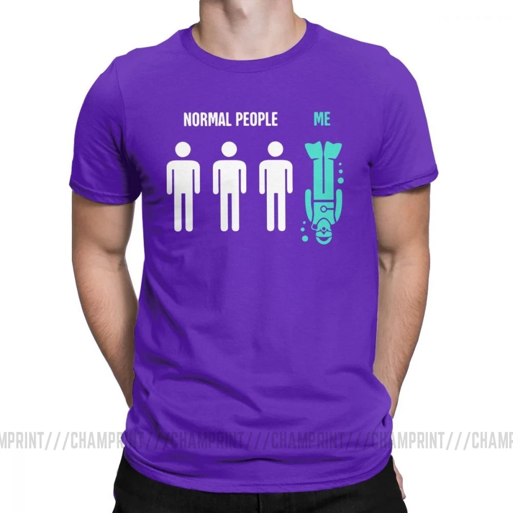 Мужские Забавные футболки для дайвинга с надписью Normal People Me, Спортивная футболка для дайвинга, дайвинга, подводного плавания, хлопковые топы, футболка с коротким рукавом - Цвет: Фиолетовый