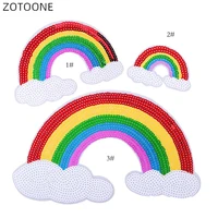 zotoone 1pc cartoon sequin rainbow patch iron on embroidery cloth sticker set for jackets diy heat transfer accessories badge h